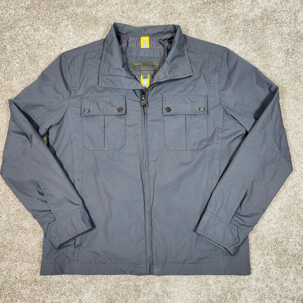 Marc New York Andrew Marc Jacket‎ Coat Full Zip Up Gray Men's Collared Outerwear
